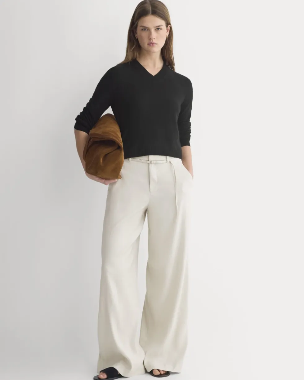 Wide-Leg Belted Pant in Stretch Linen