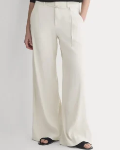 Wide-Leg Belted Pant in Stretch Linen