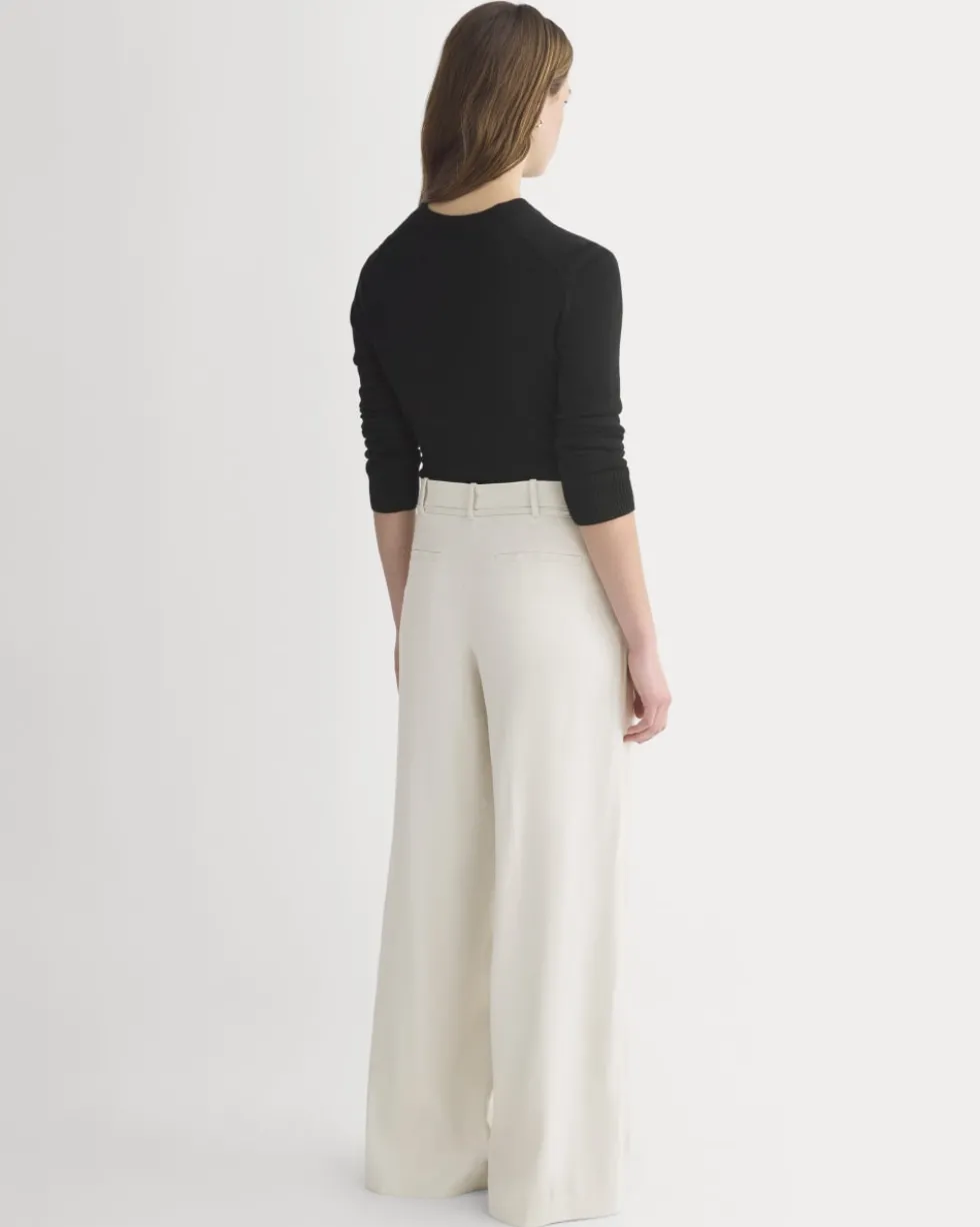 Wide-Leg Belted Pant in Stretch Linen