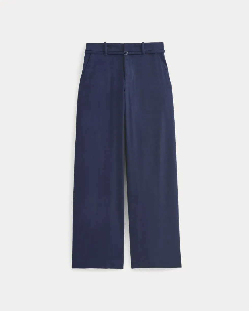 Wide-Leg Belted Pant in Stretch Linen
