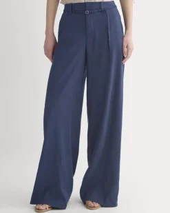 Wide-Leg Belted Pant in Stretch Linen