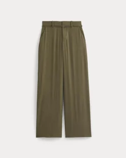 Wide-Leg Belted Pant in Stretch Linen