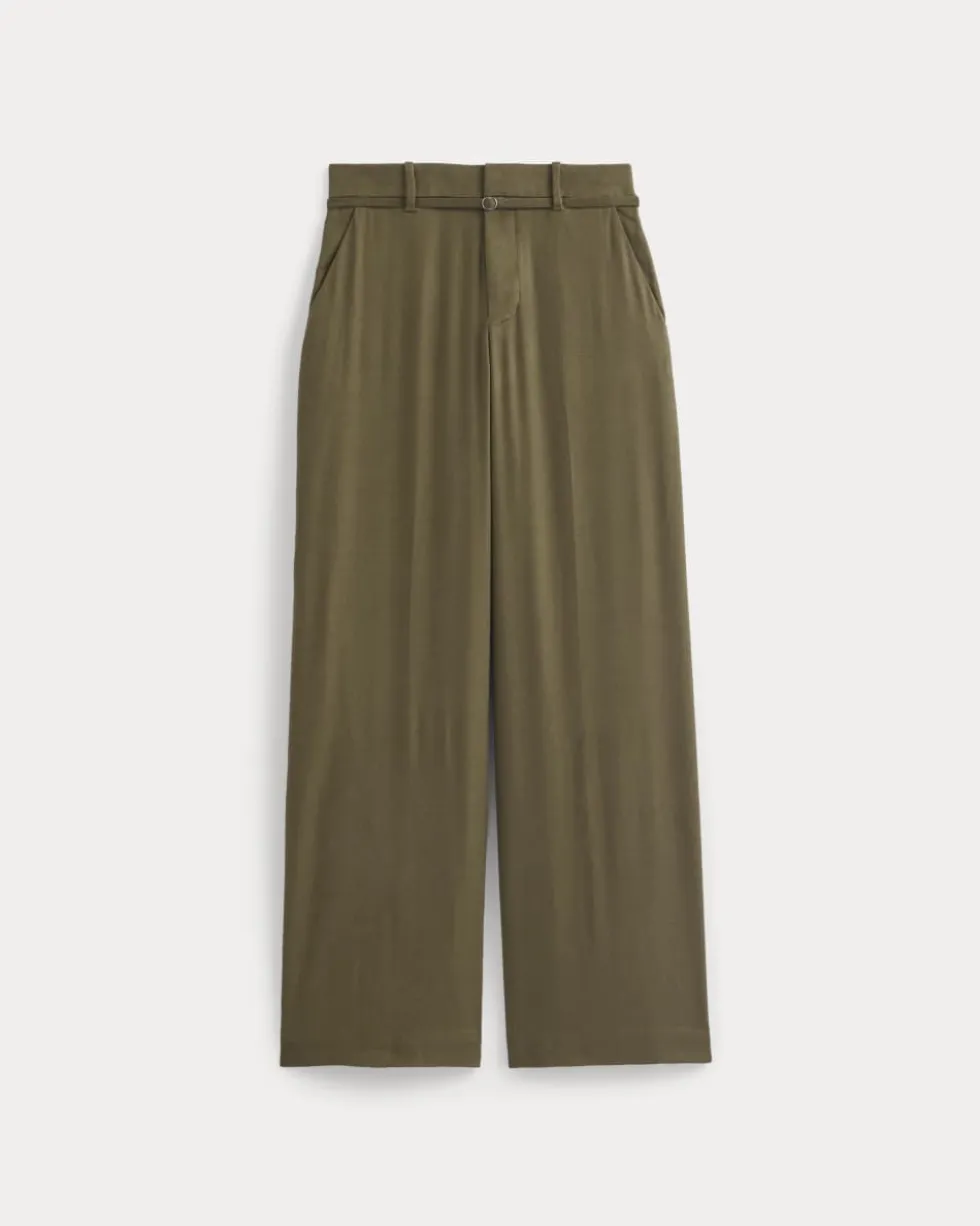Wide-Leg Belted Pant in Stretch Linen