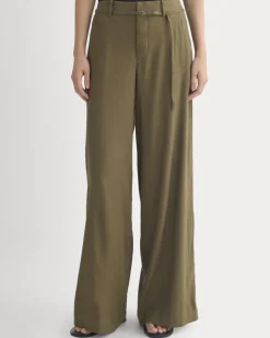Wide-Leg Belted Pant in Stretch Linen