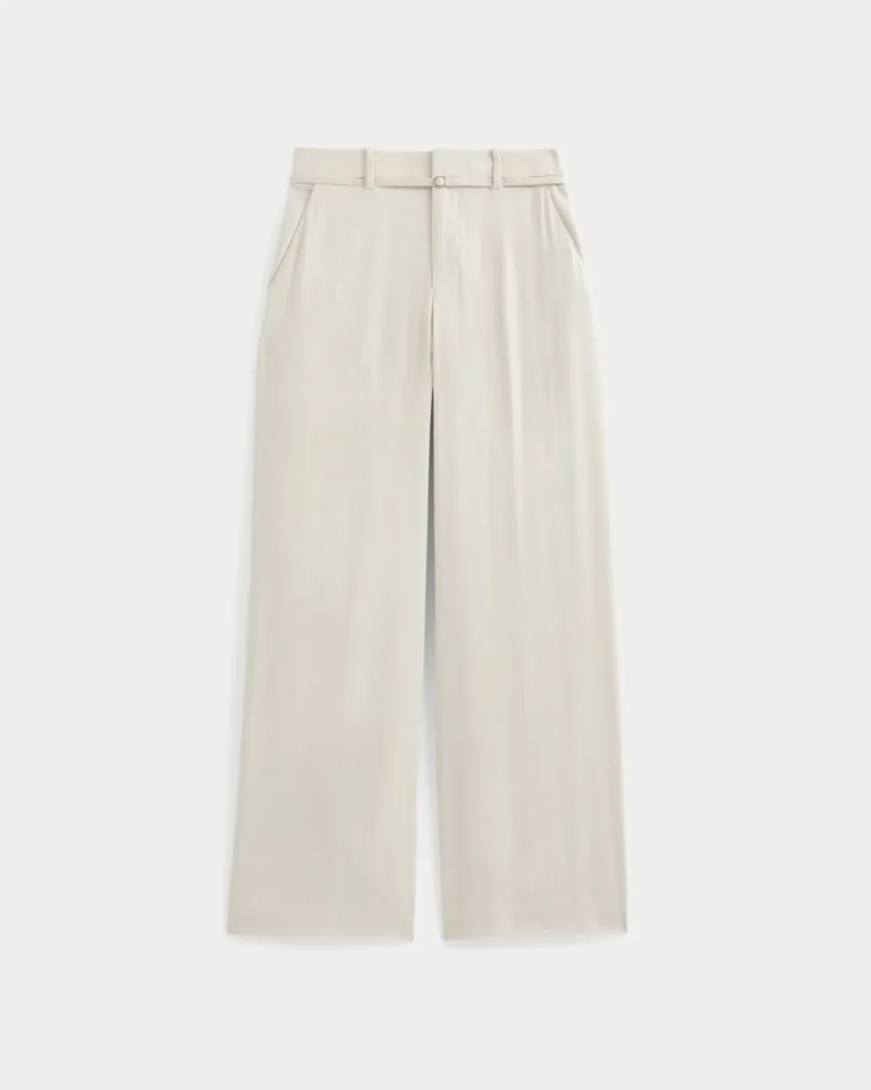 Wide-Leg Belted Pant in Stretch Linen