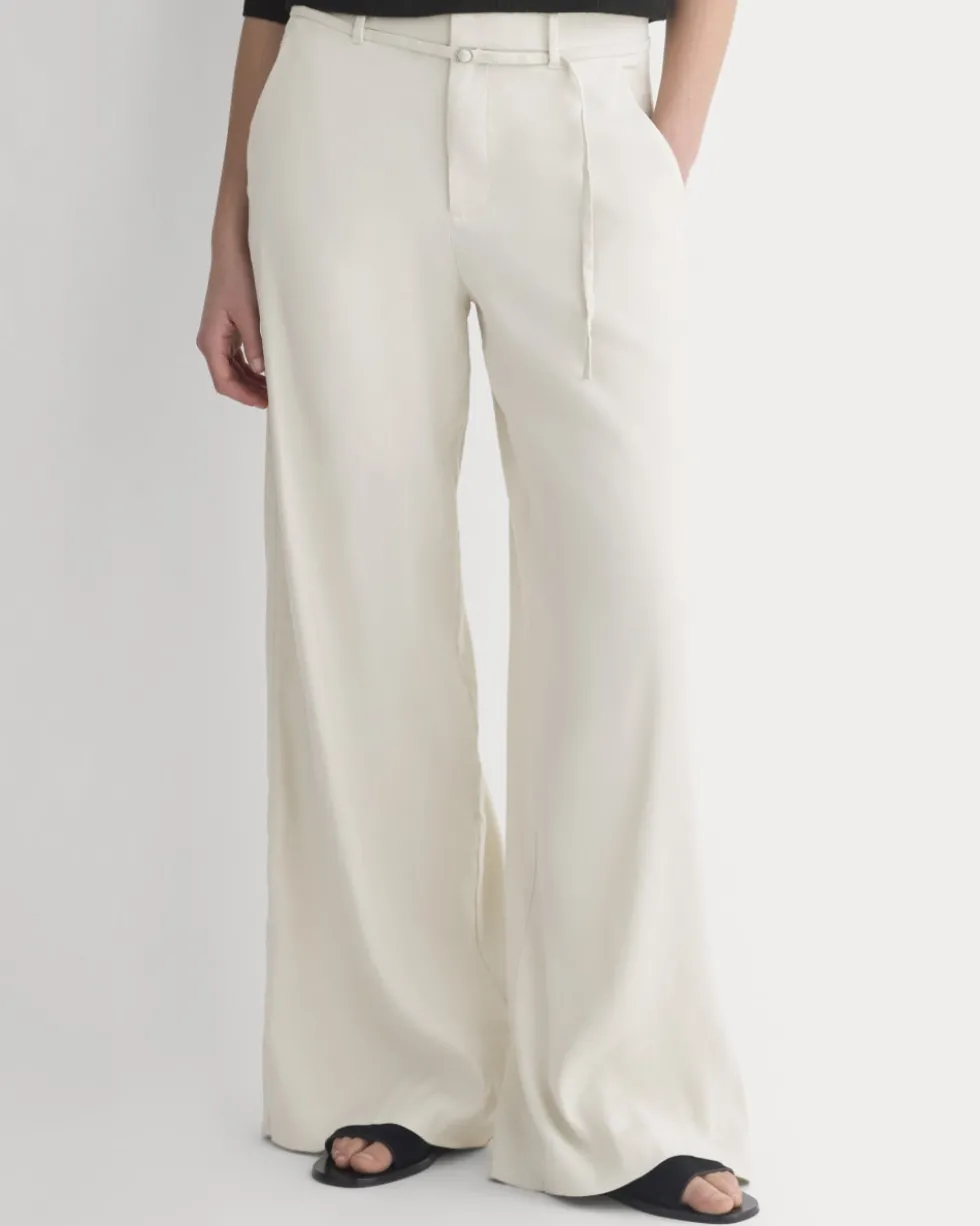 Wide-Leg Belted Pant in Stretch Linen