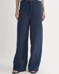 Wide-Leg Drawstring Pant in Linen