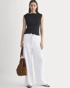 Wide-Leg Drawstring Pant in Linen