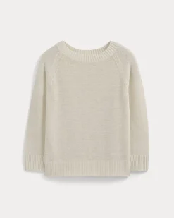 Wide-Neck Crew Sweater in Tape Yarn