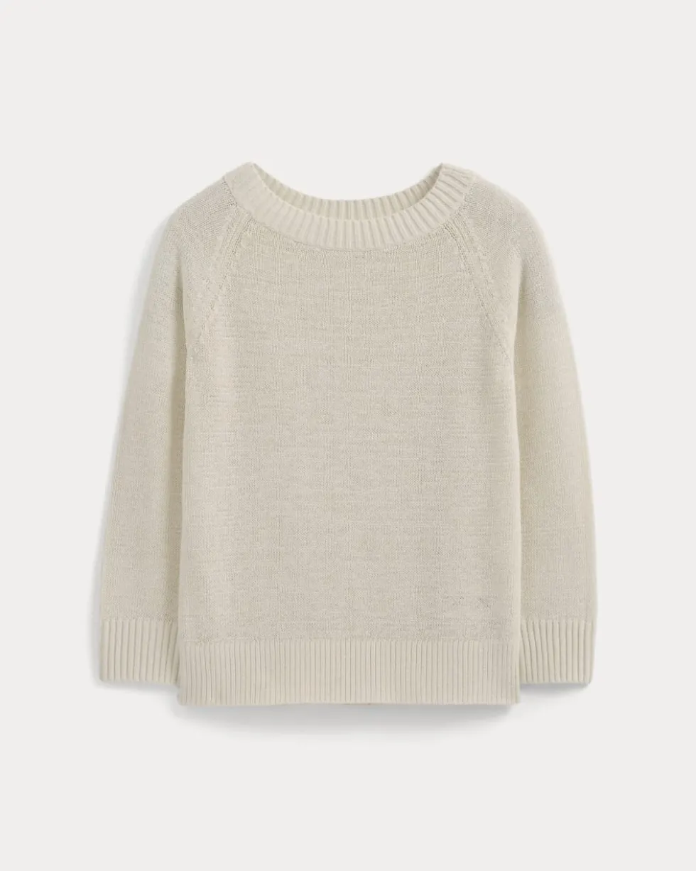Wide-Neck Crew Sweater in Tape Yarn