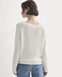 Wide-Neck Crew Sweater in Tape Yarn