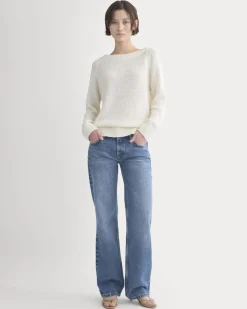 Wide-Neck Crew Sweater in Tape Yarn